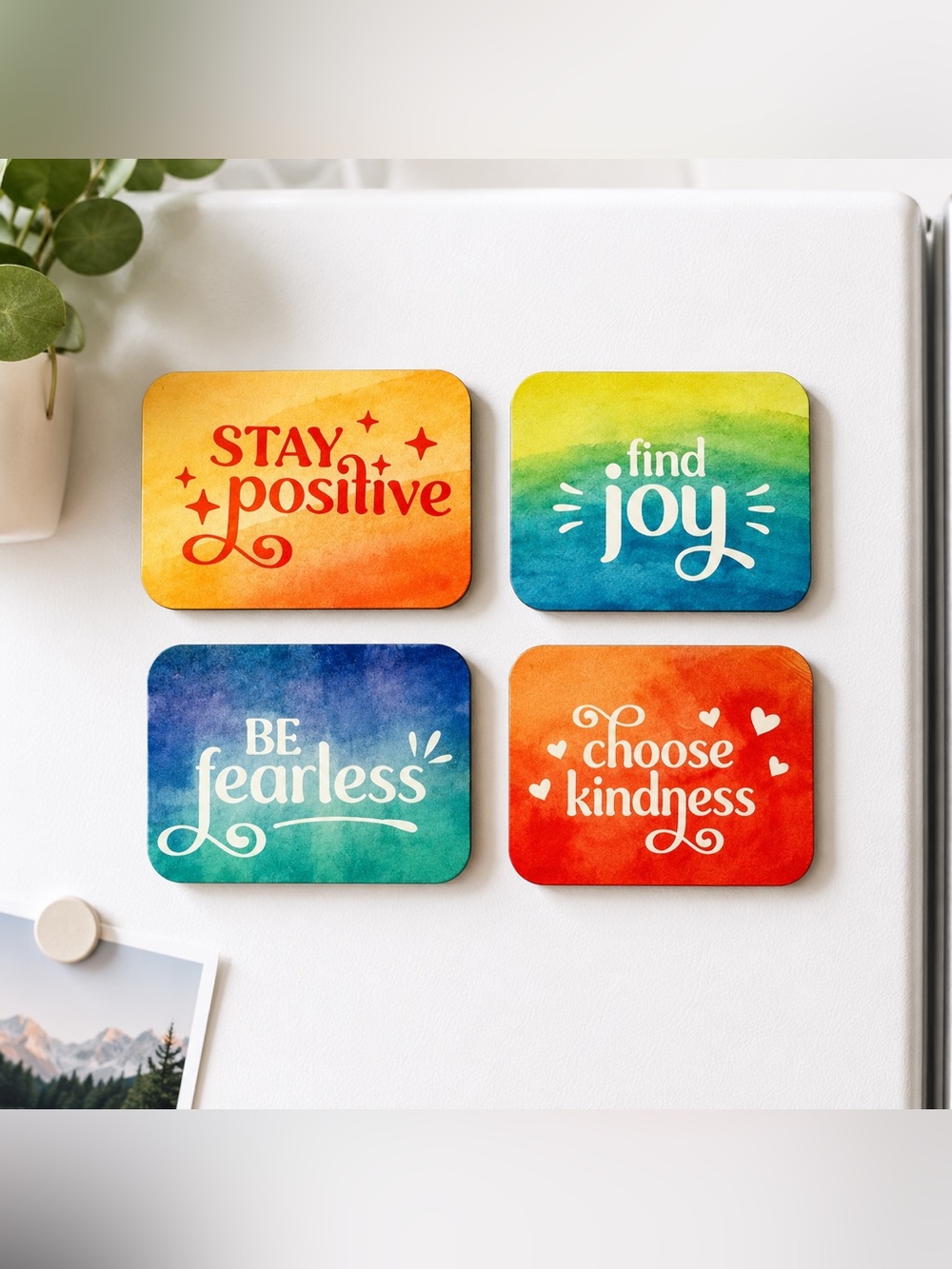 Rainbow Positive Affirmation Fridge Magnets | Handmade Gift Set